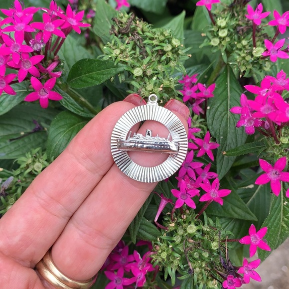 Vintage Sterling Cruise Ship Circle Disc Charm - Picture 4 of 16